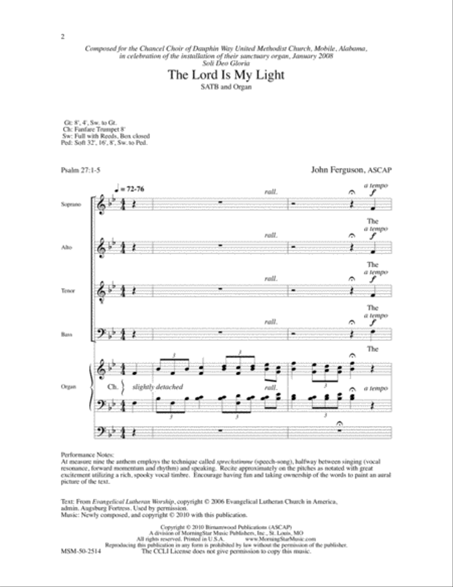 The Lord Is My Light 4-Part scores gallery preview page 2