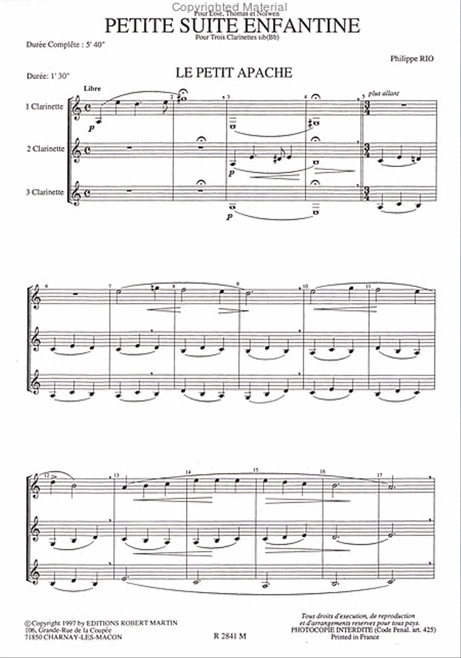 Petite suite enfantine, 3 clarinettes Clarinet scores gallery preview page 2
