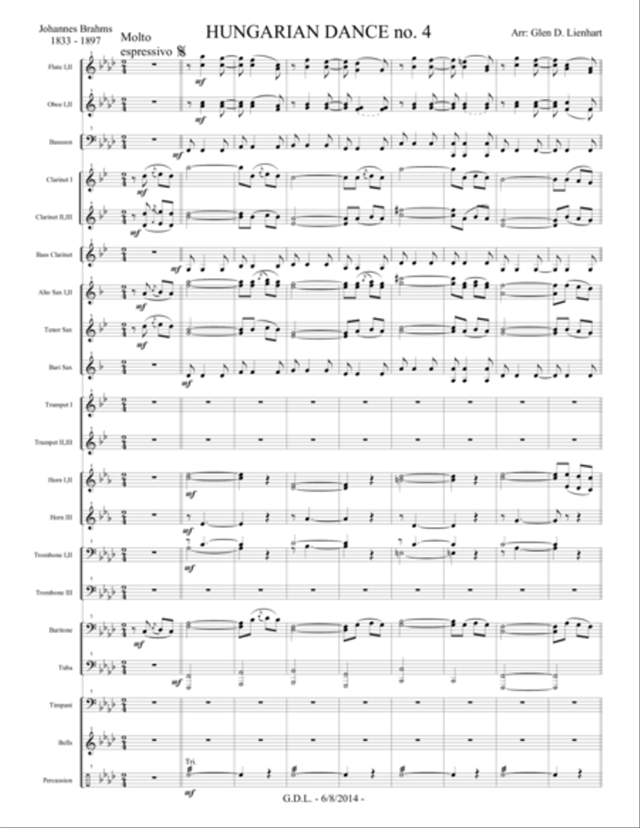 Hungarian Dance no. 4 - Score Concert Band scores gallery preview page 1