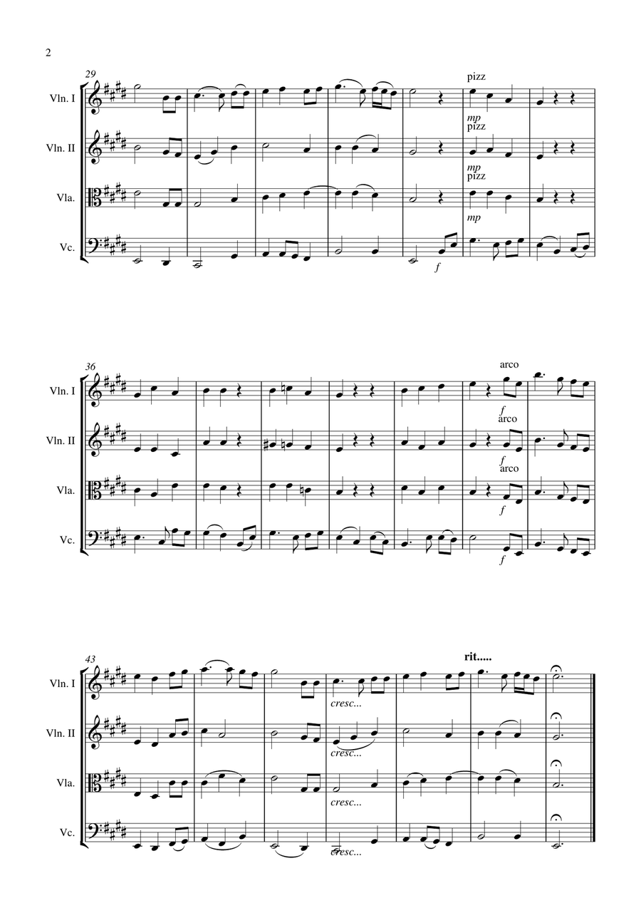 Calon Lan for String Quartet String Quartet scores gallery preview page 2