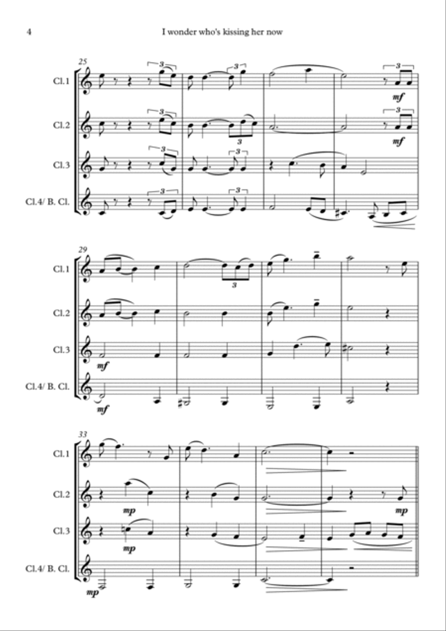 I Wonder Who's Kissing Her Now Woodwind Quartet scores gallery preview page 4