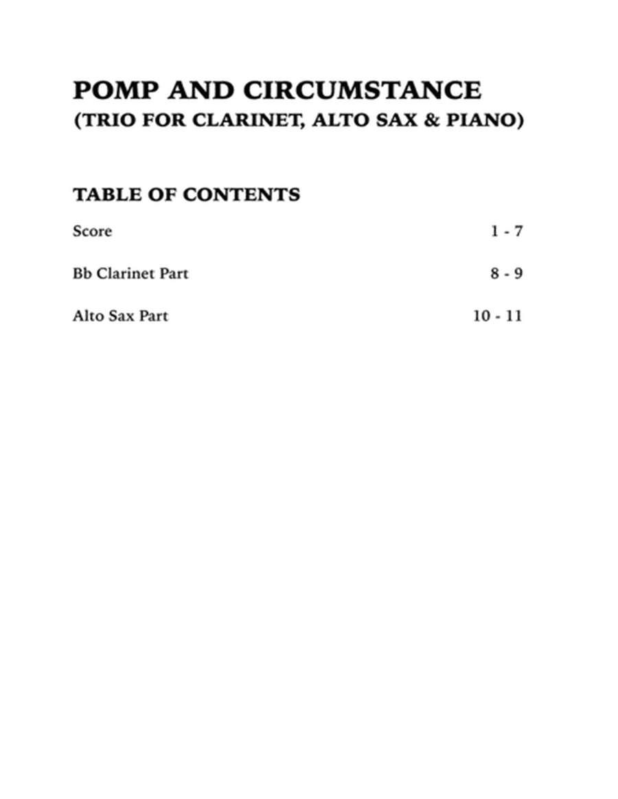 Pomp and Circumstance (Trio for Clarinet, Alto Sax and Piano) image number null