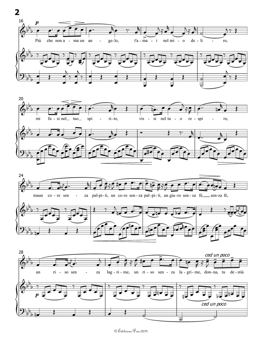 L'amor funesto, by Donizetti, in E flat Major Piano, Vocal scores gallery preview page 4