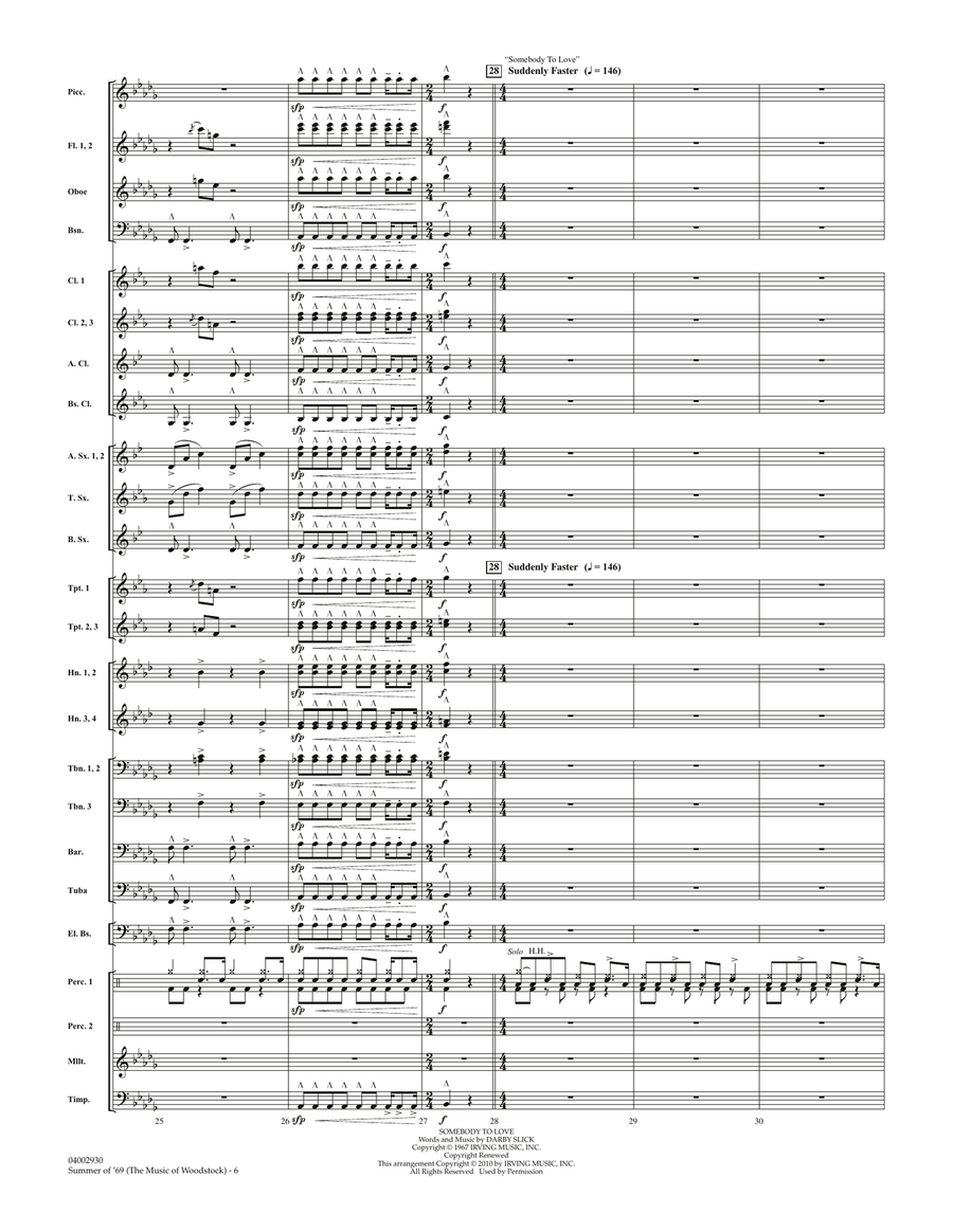 Summer Of '69 (The Music Of Woodstock) - Full Score Concert Band scores gallery preview page 6