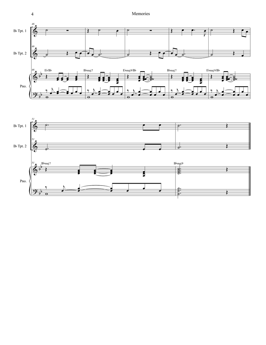 Memories Trumpet Duet scores gallery preview page 4