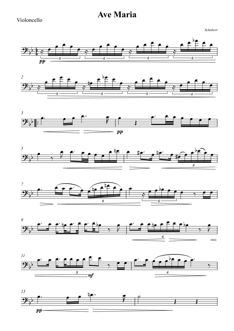 Ave Maria For Cello Ave Maria For Cello Cello Solo scores gallery preview page 1