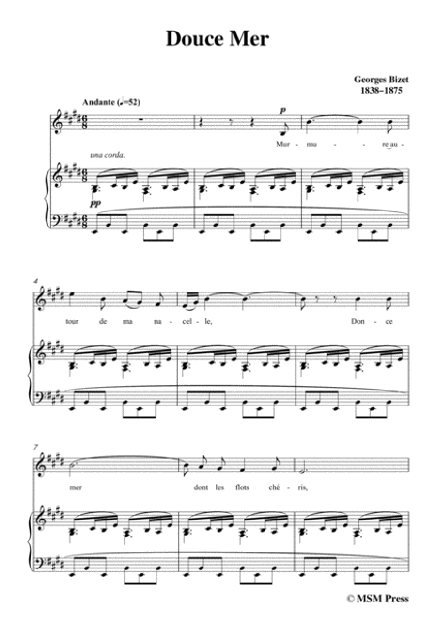 Bizet-Douce Mer in E Major,for voice and piano Bizet-Douce Mer in E Major,for voice and piano Voice Solo scores gallery preview page 3
