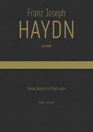 Book cover for Haydn - String Quartet in B flat major, Hob.III:5 ; Op.1 No.5