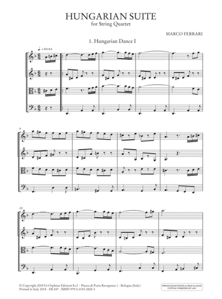 Hungarian Suite for String Quartet