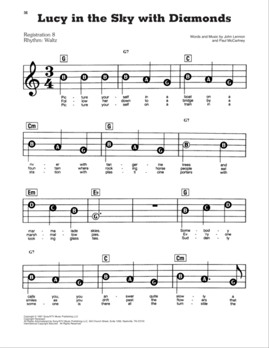 Lucy In The Sky With Diamonds Electronic Keyboard scores gallery preview page 1