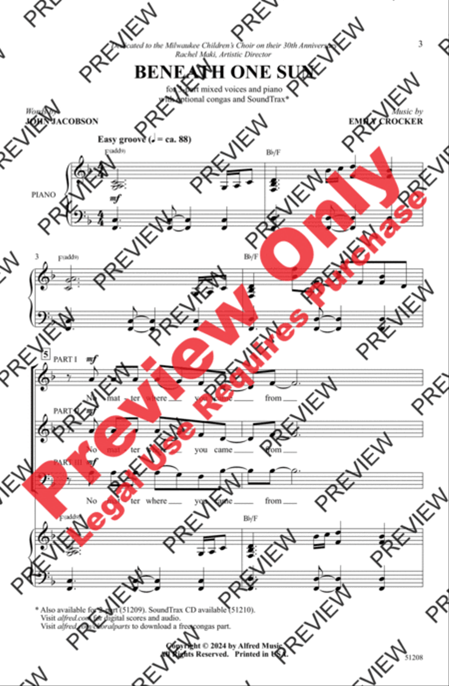 Beneath One Sun Beneath One Sun 3-Part scores gallery preview page 3