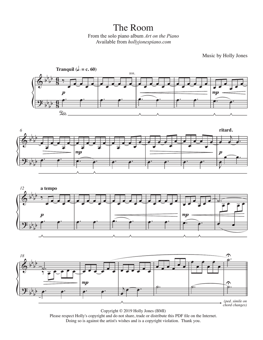 The Room Piano Solo scores gallery preview page 1