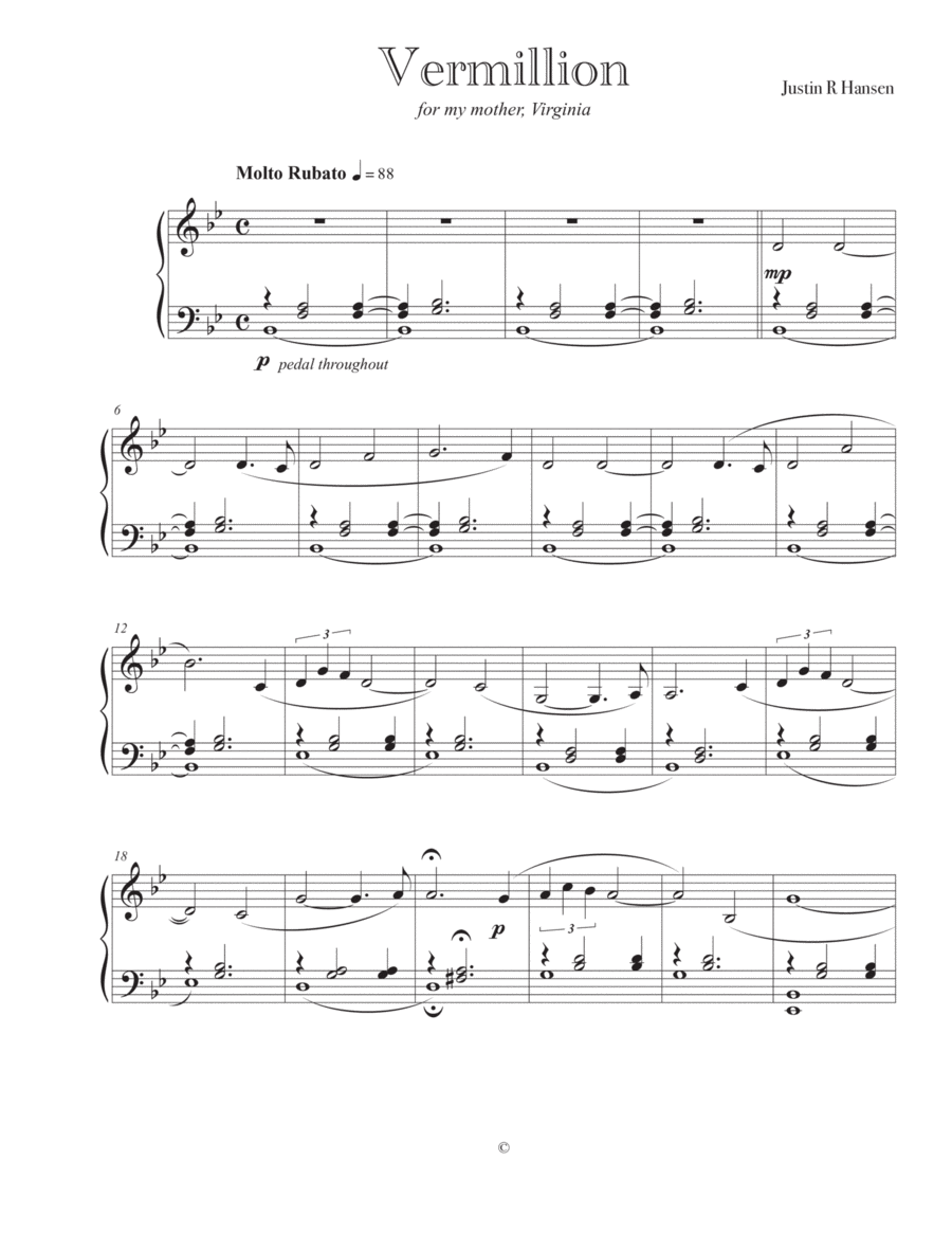 Vermillion Vermillion Piano Solo scores gallery preview page 1