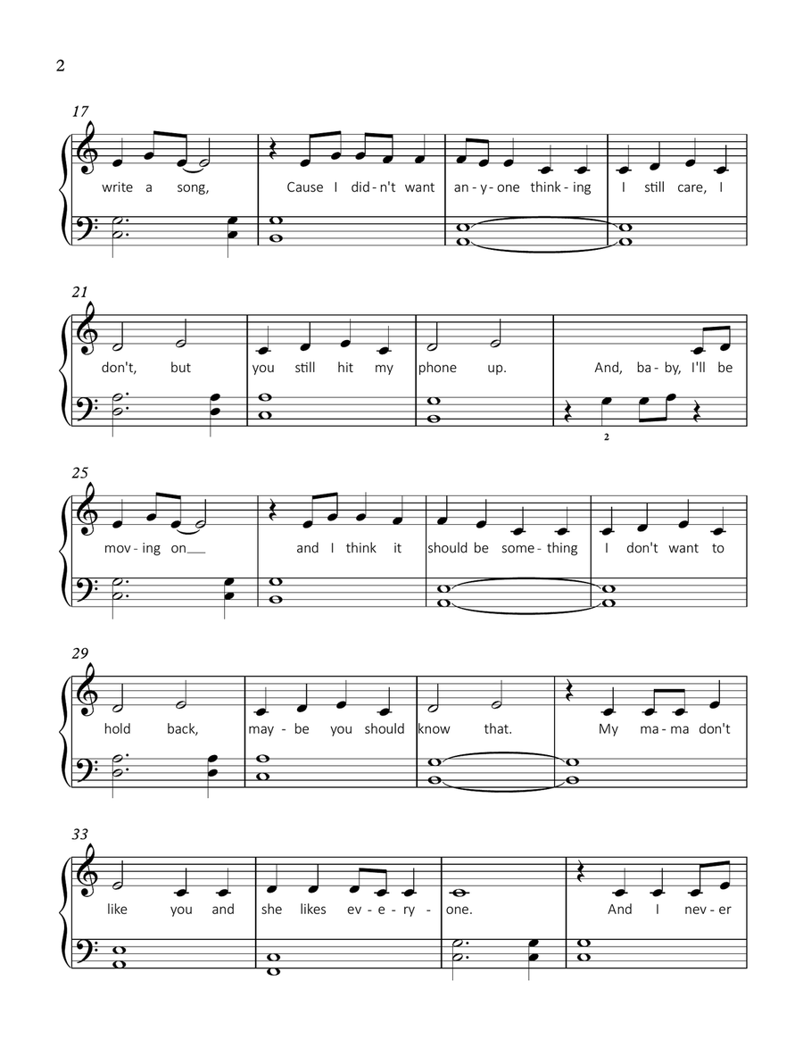 Love Yourself Easy Piano scores gallery preview page 2