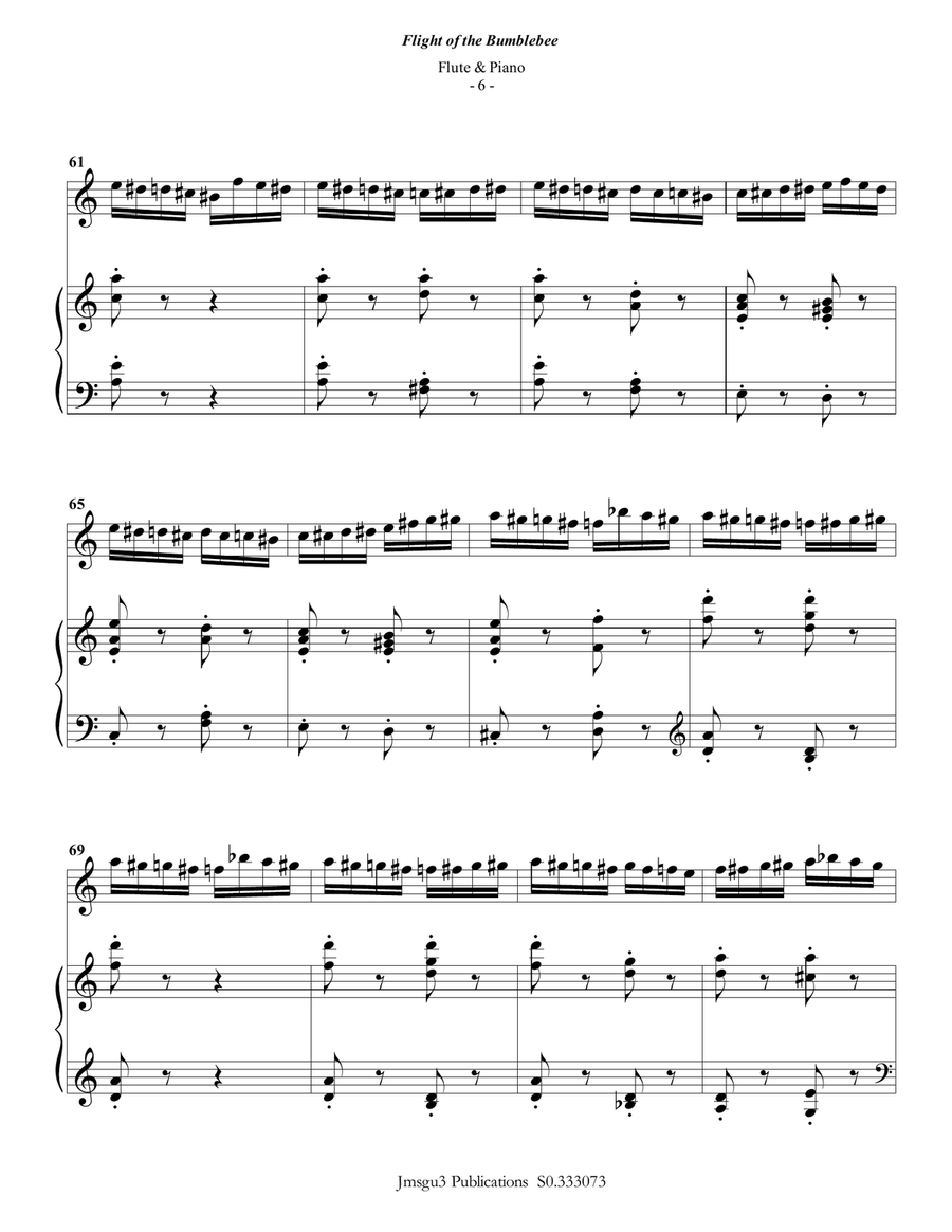 Korsakov: Flight of the Bumblebee for Flute & Piano Flute Solo scores gallery preview page 6