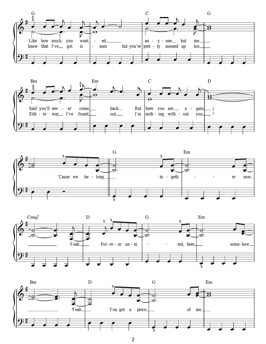 My Life Would Suck Without You Easy Piano scores gallery preview page 2