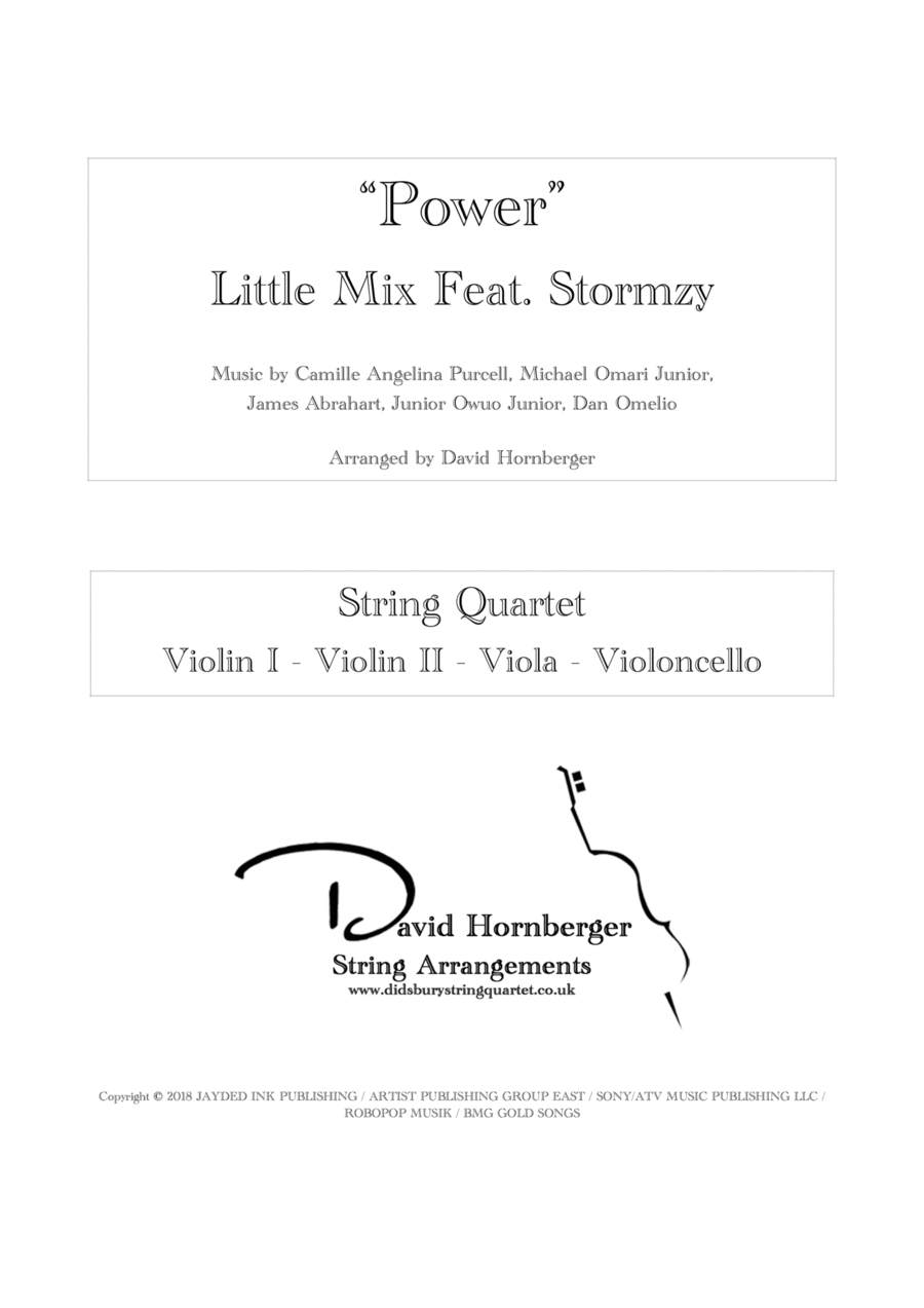 Power Feat. Stormzy Power Feat. Stormzy String Quartet scores gallery preview page 1