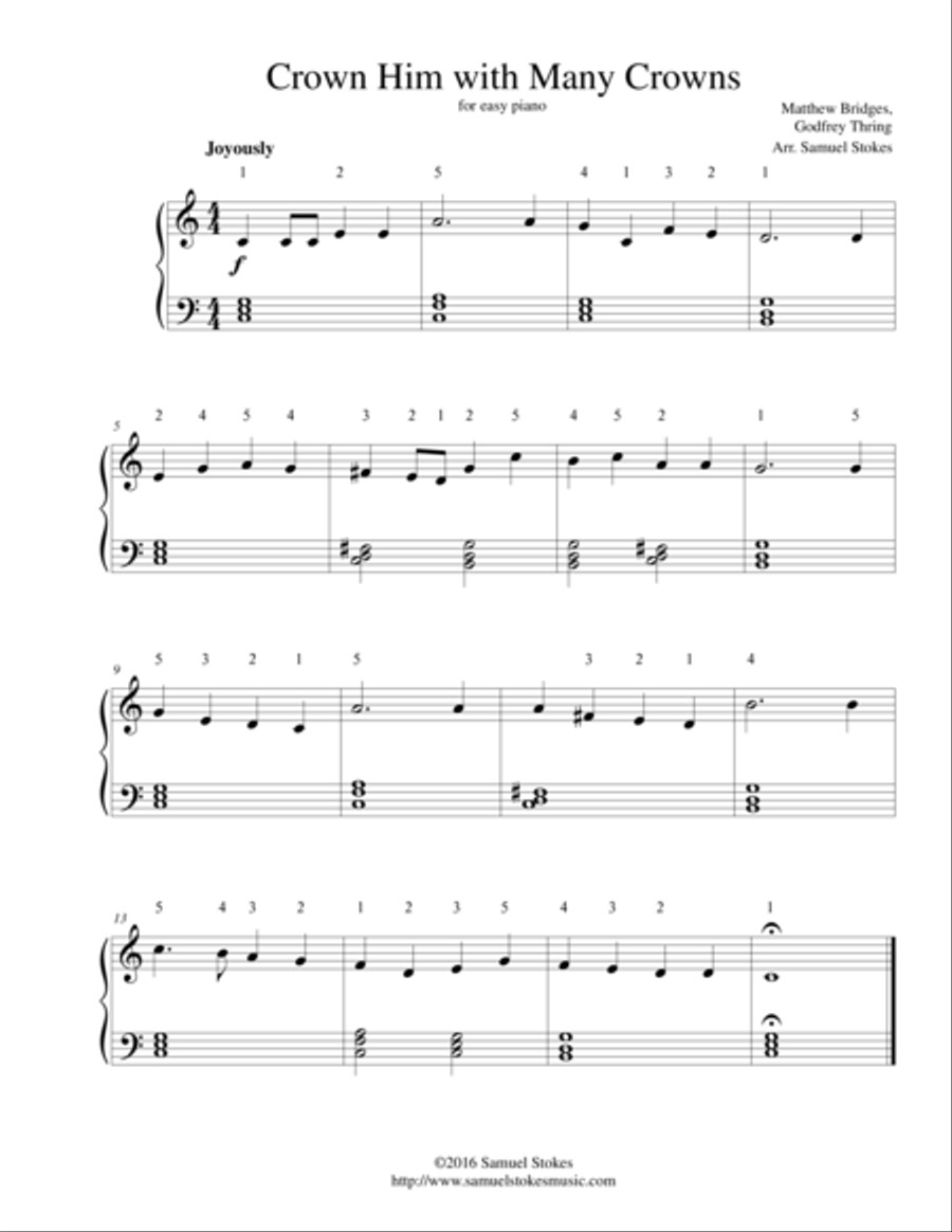 Crown Him with Many Crowns - for easy piano Easy Piano scores gallery preview page 1