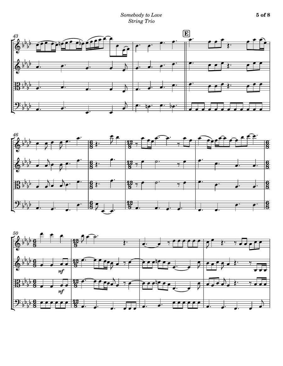 Somebody To Love String Trio scores gallery preview page 5