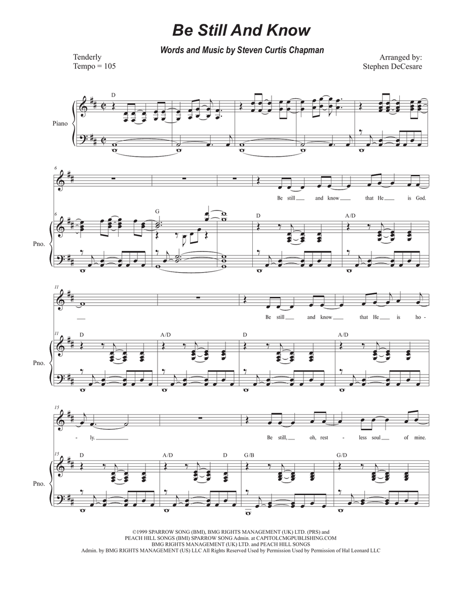 Be Still And Know Be Still And Know Piano, Vocal scores gallery preview page 1
