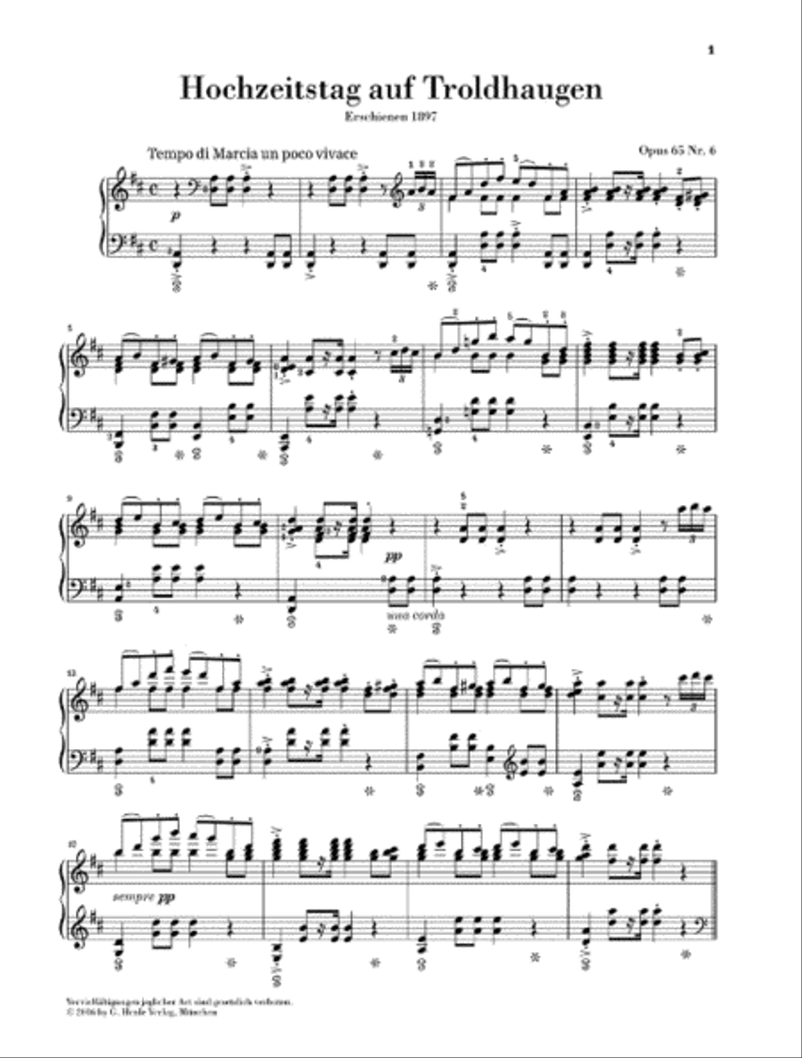 Wedding Day at Troldhaugen, Op. 65 No. 6 Piano Solo scores gallery preview page 2