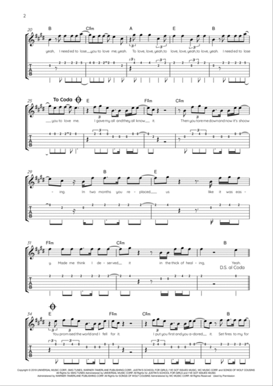Lose You To Love Me Electric Guitar scores gallery preview page 2