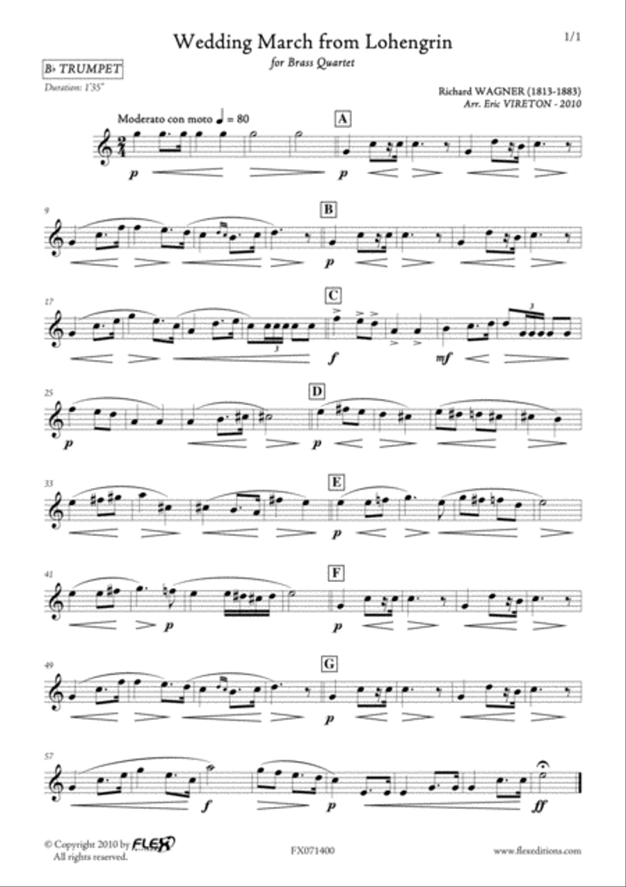 Wedding March from Lohengrin Brass Quartet scores gallery preview page 5