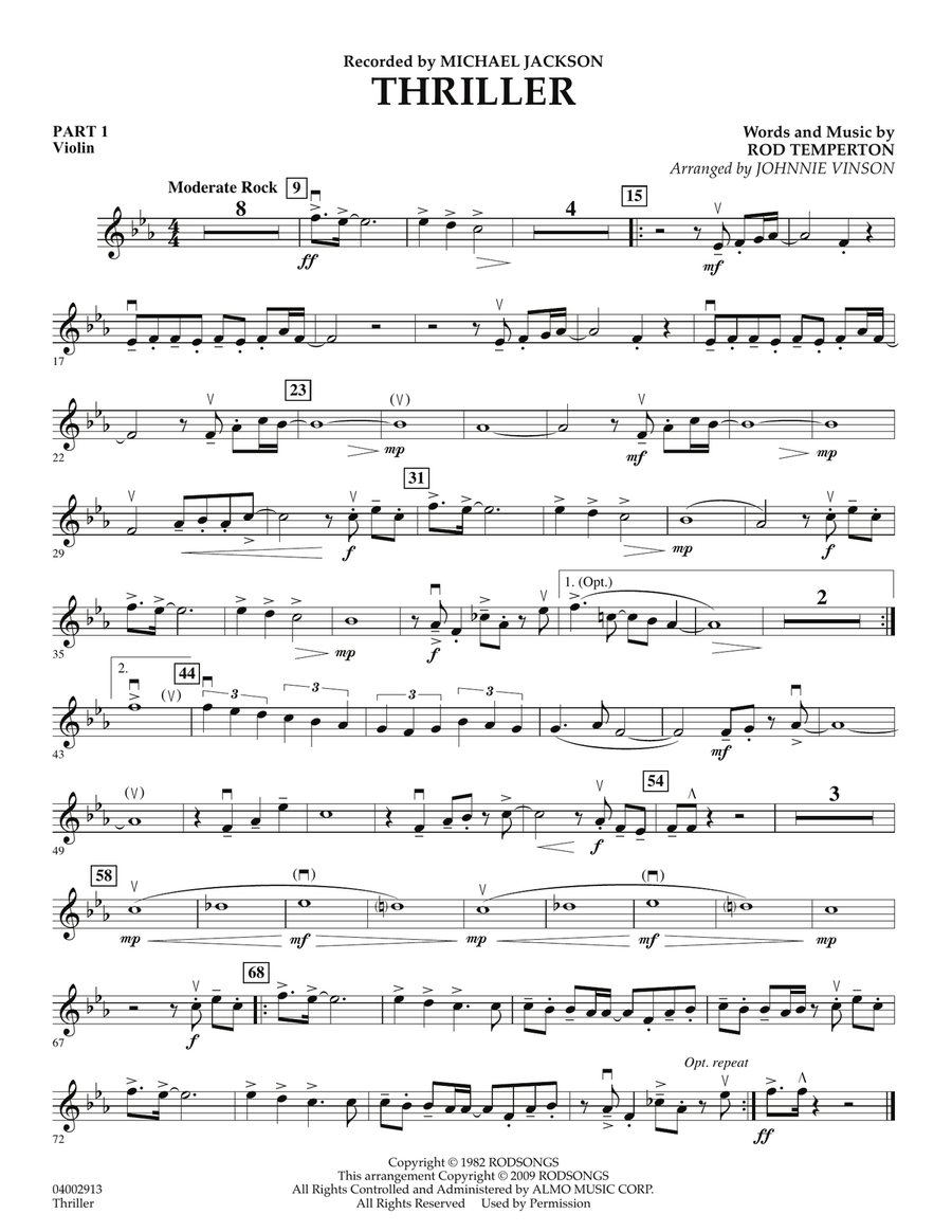Thriller - Pt.1 - Violin Concert Band scores gallery preview page 1