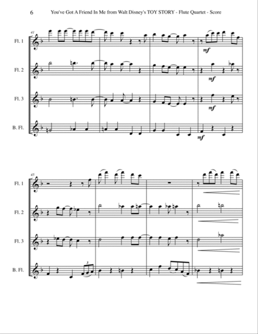 You've Got A Friend In Me Woodwind Quartet scores gallery preview page 6