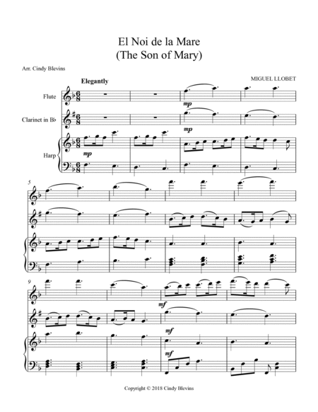 The Son of Mary, for Harp, Flute and Clarinet image number null