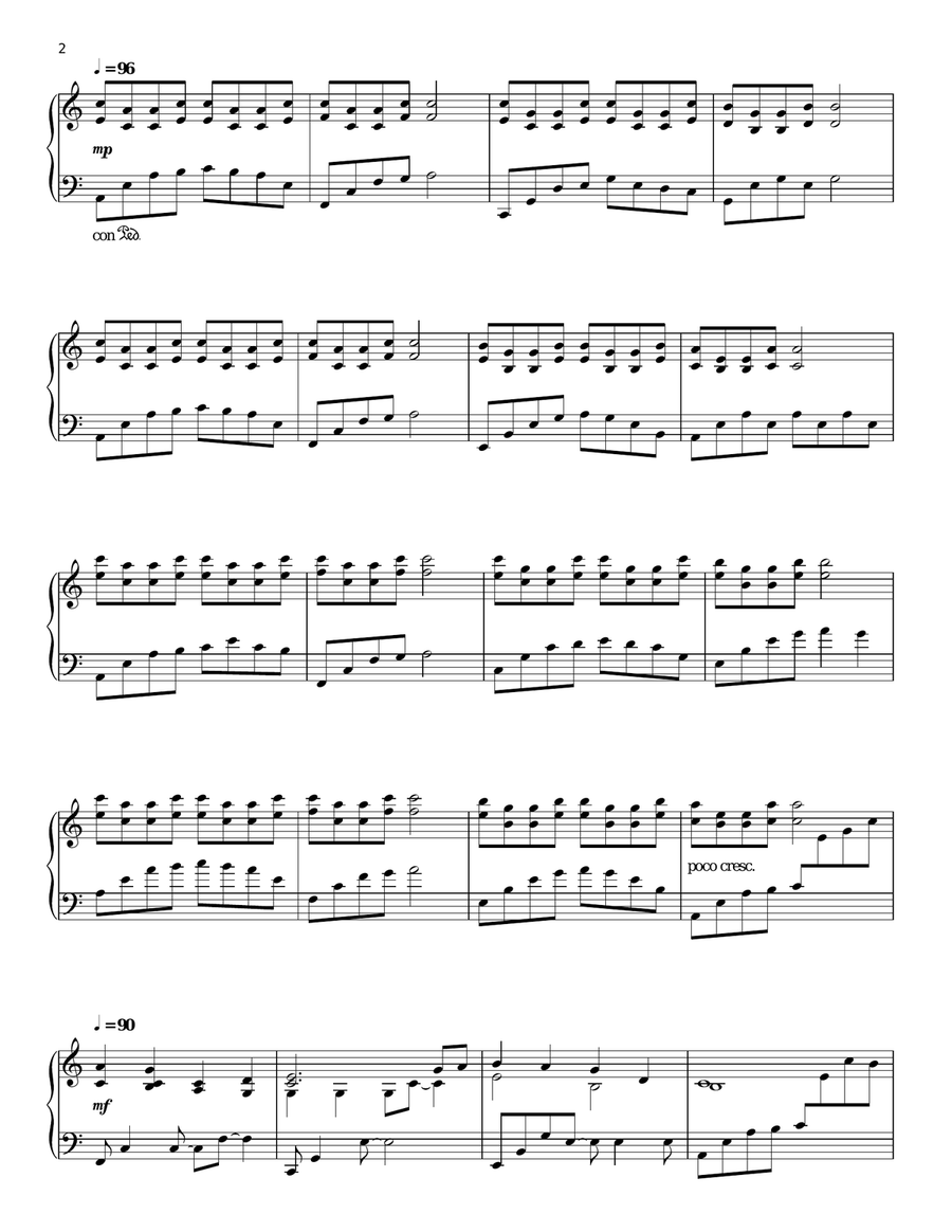 Sleepless Piano Solo scores gallery preview page 2