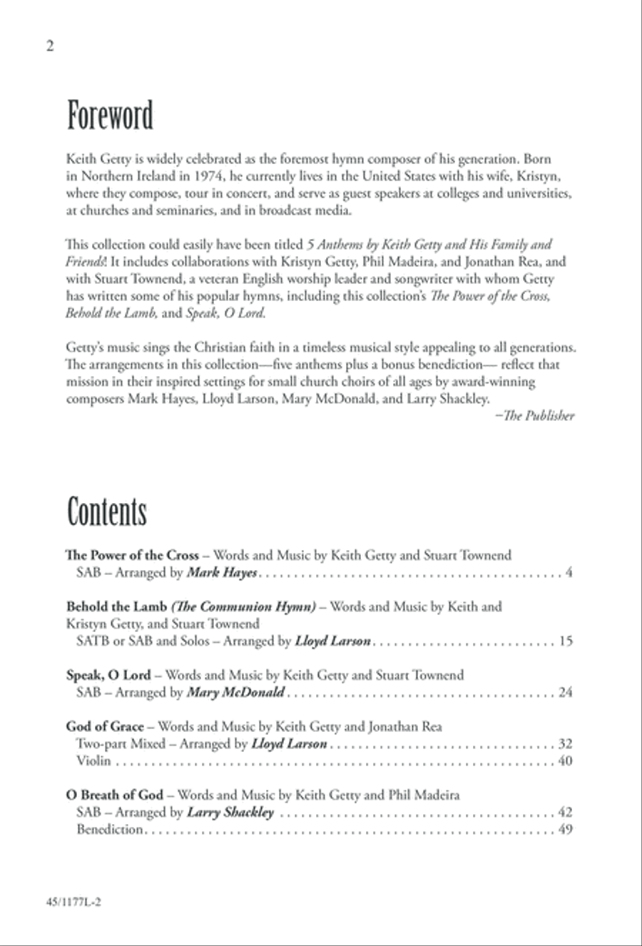 5 Getty Anthems for about 10 Singers 4-Part scores gallery preview page 3
