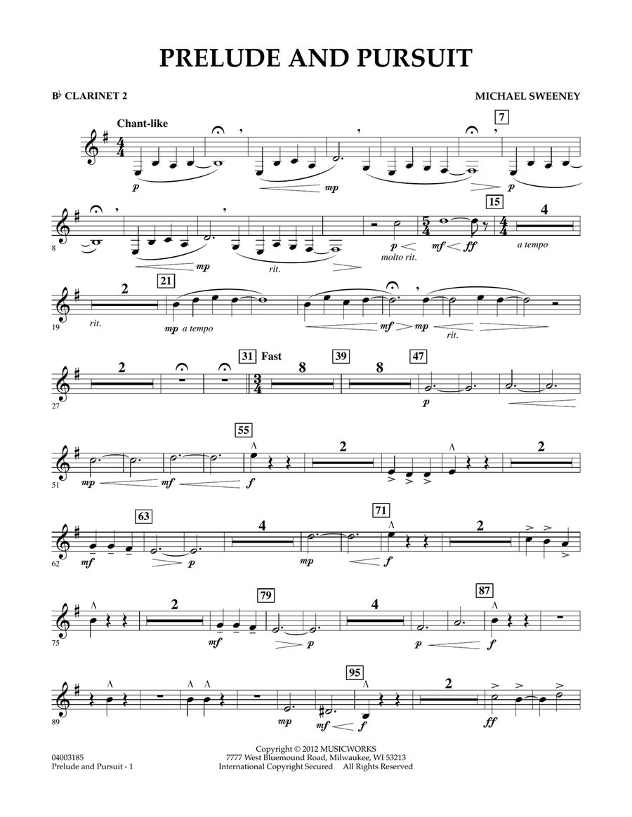 Prelude And Pursuit - Bb Clarinet 2 Concert Band scores gallery preview page 1