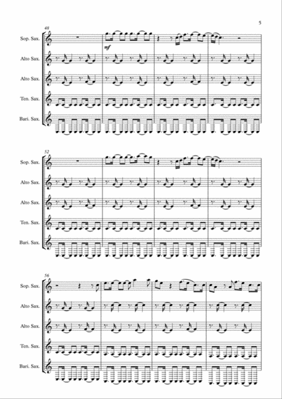 I Lived I Lived Saxophone Quintet scores gallery preview page 5