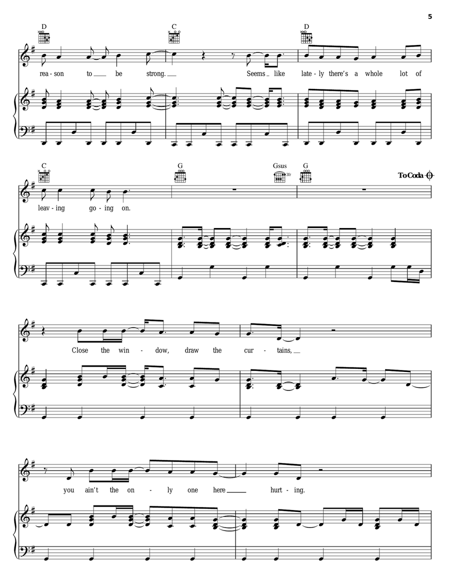 Whole Lot Of Leavin' Piano, Vocal, Guitar scores gallery preview page 5
