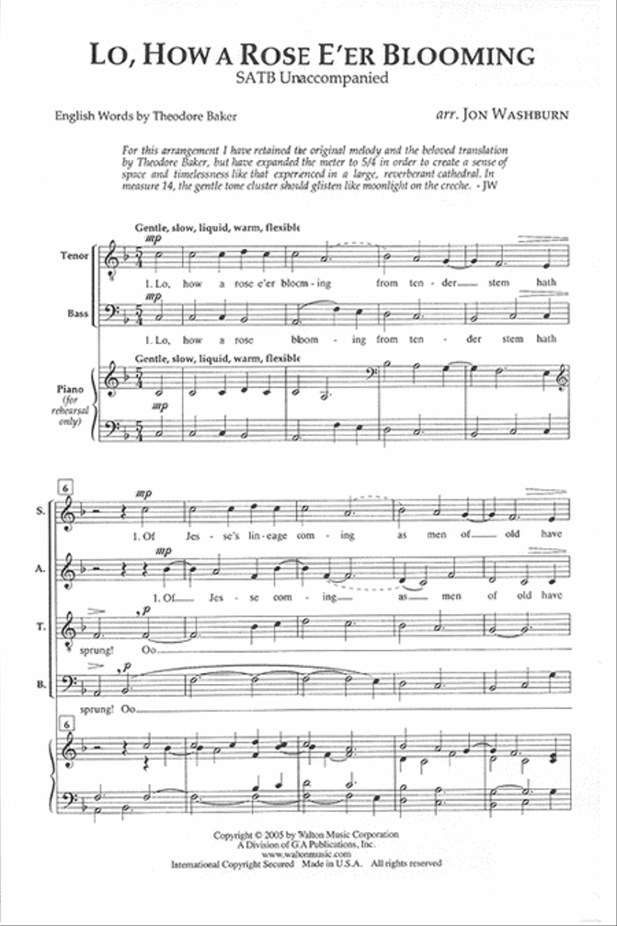 Lo, How a Rose E'er Blooming (SATB) 4-Part scores gallery preview page 2