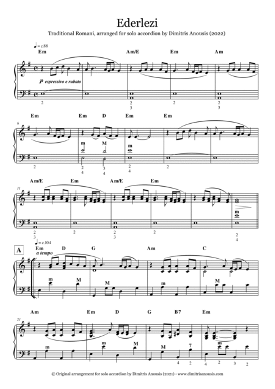 Ederlezi Traditional Romani Amazing solo accordion arrangement