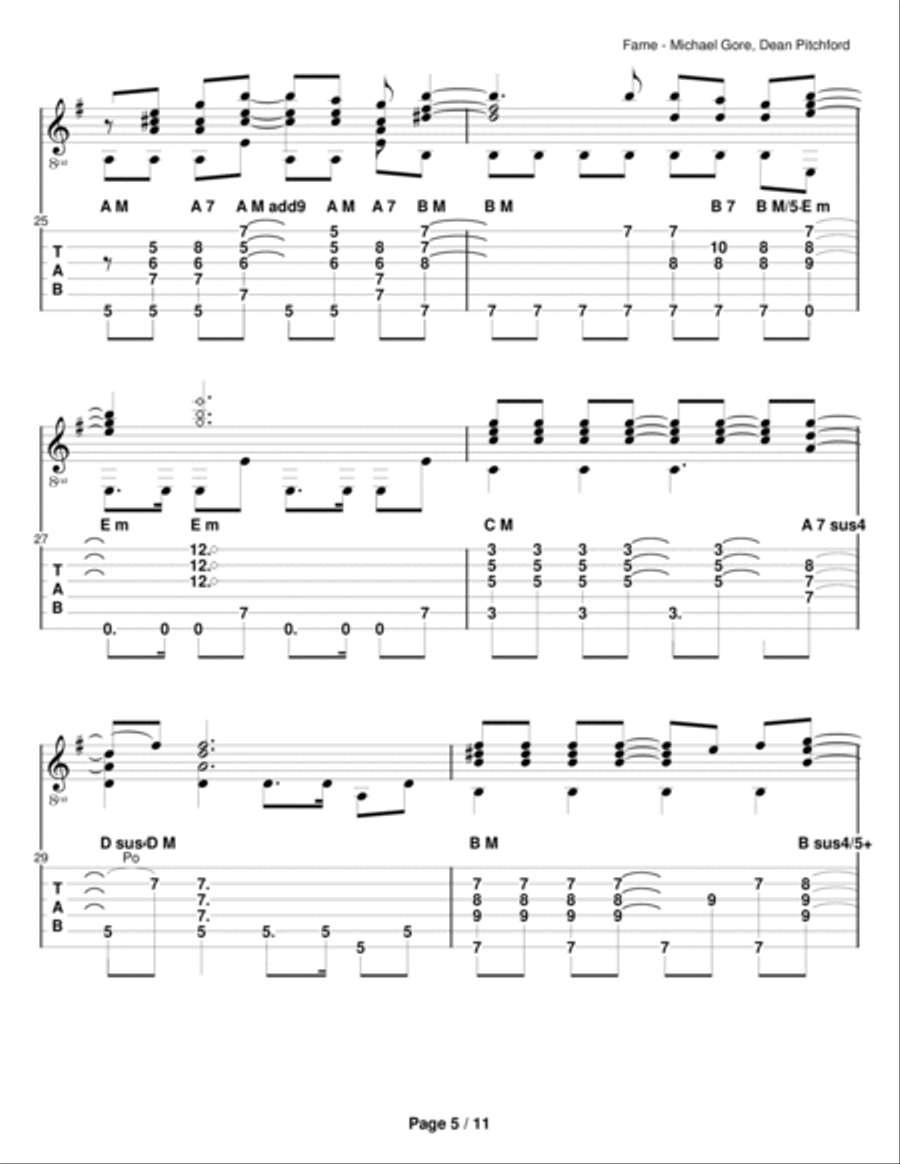 Fame Electric Guitar scores gallery preview page 5