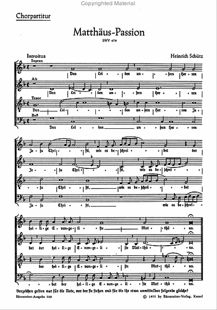 Matthäus-Passion SWV 479 4-Part scores gallery preview page 2