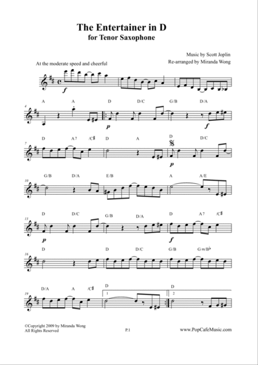 The Entertainer - Alto Sax + Tenor Sax + Concert Key Small Ensemble scores gallery preview page 3