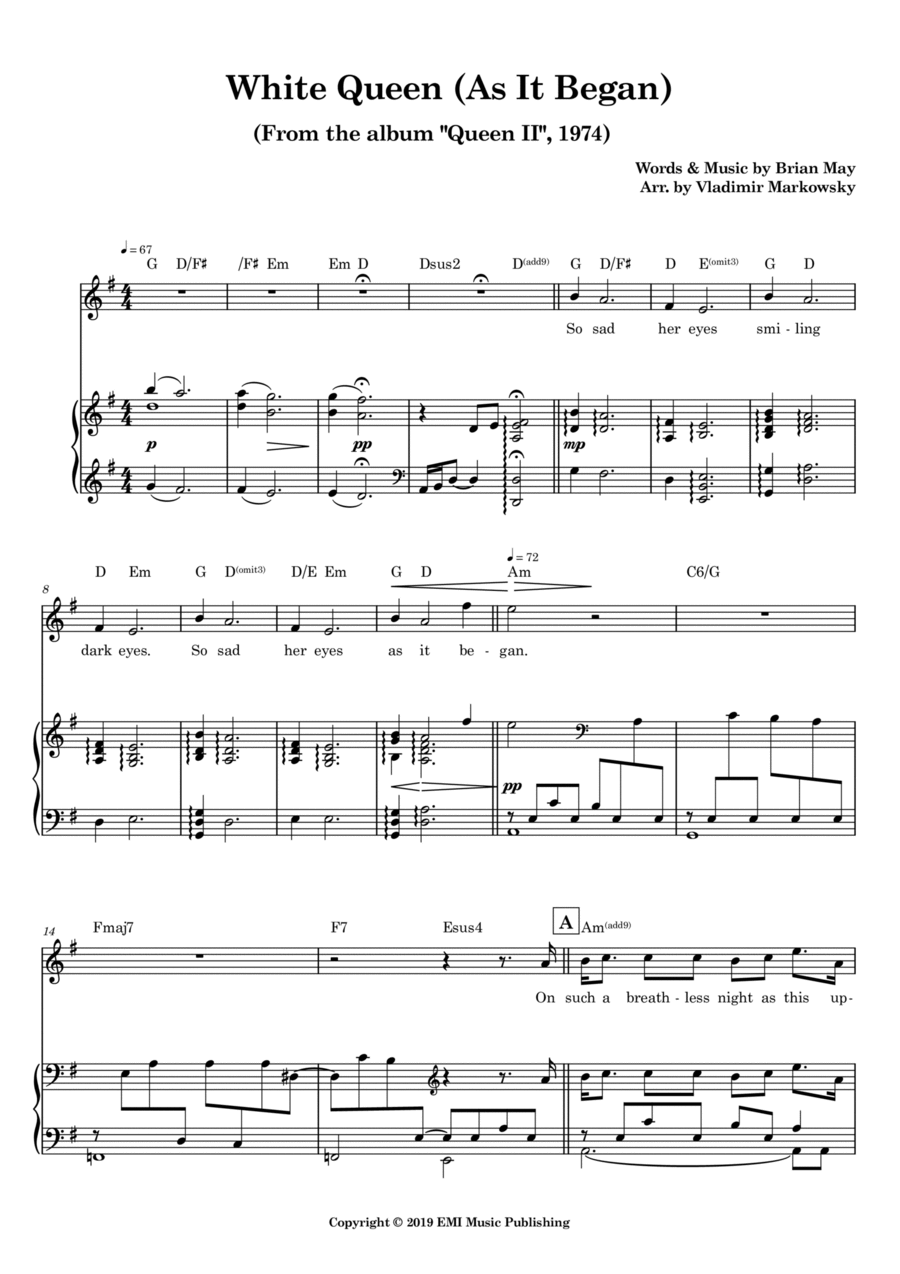 White Queen (as It Began) Voice scores gallery preview page 1