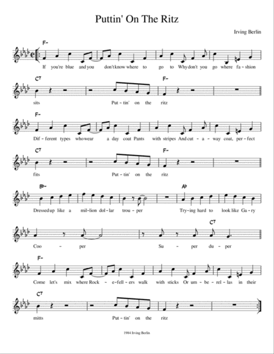 Puttin' on the Ritz Small Ensemble scores gallery preview page 1