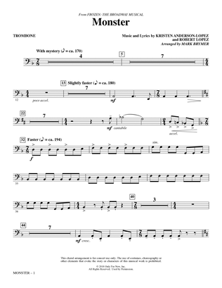 Book cover for Monster (from Frozen The Broadway Musical) (arr. Mark Brymer) - Trombone