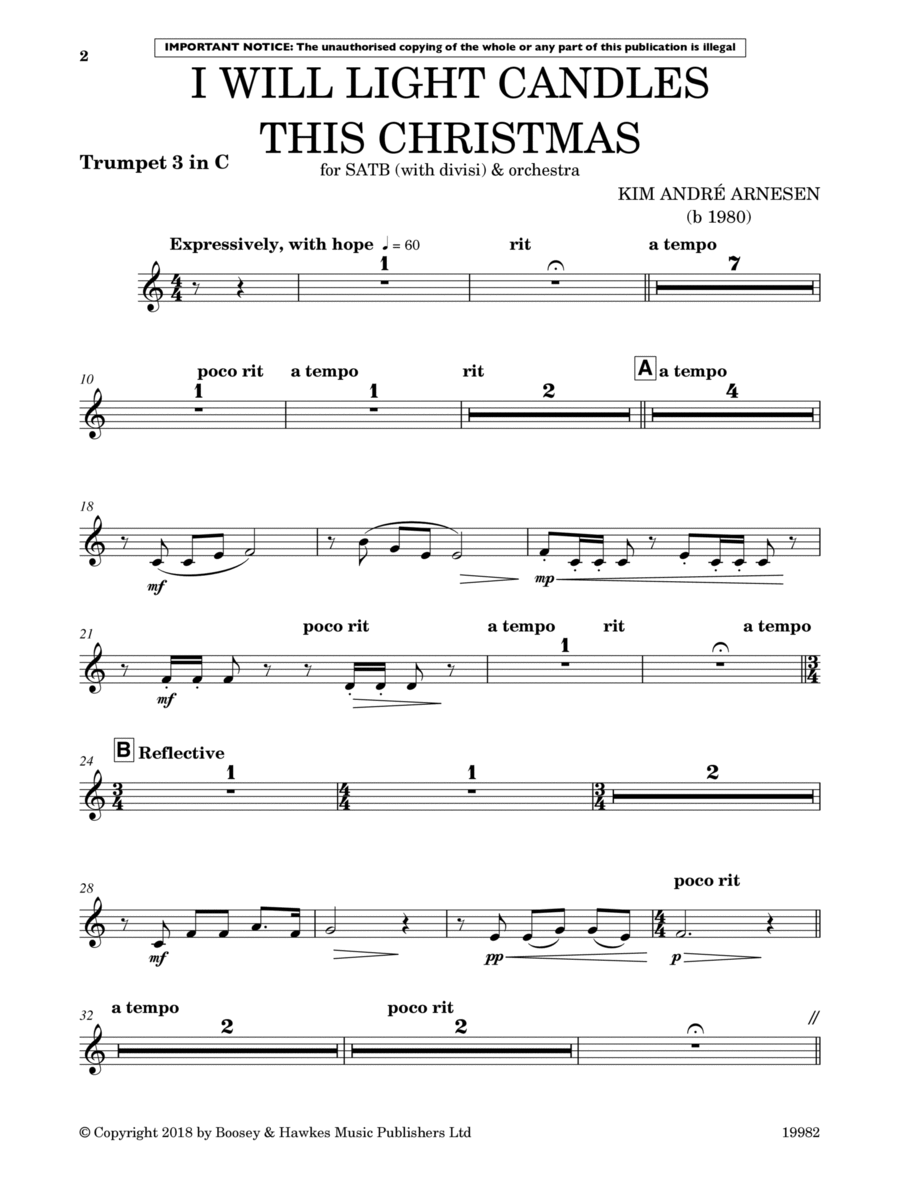 I Will Light Candles This Christmas (Full Orchestration) - C Trumpet 3