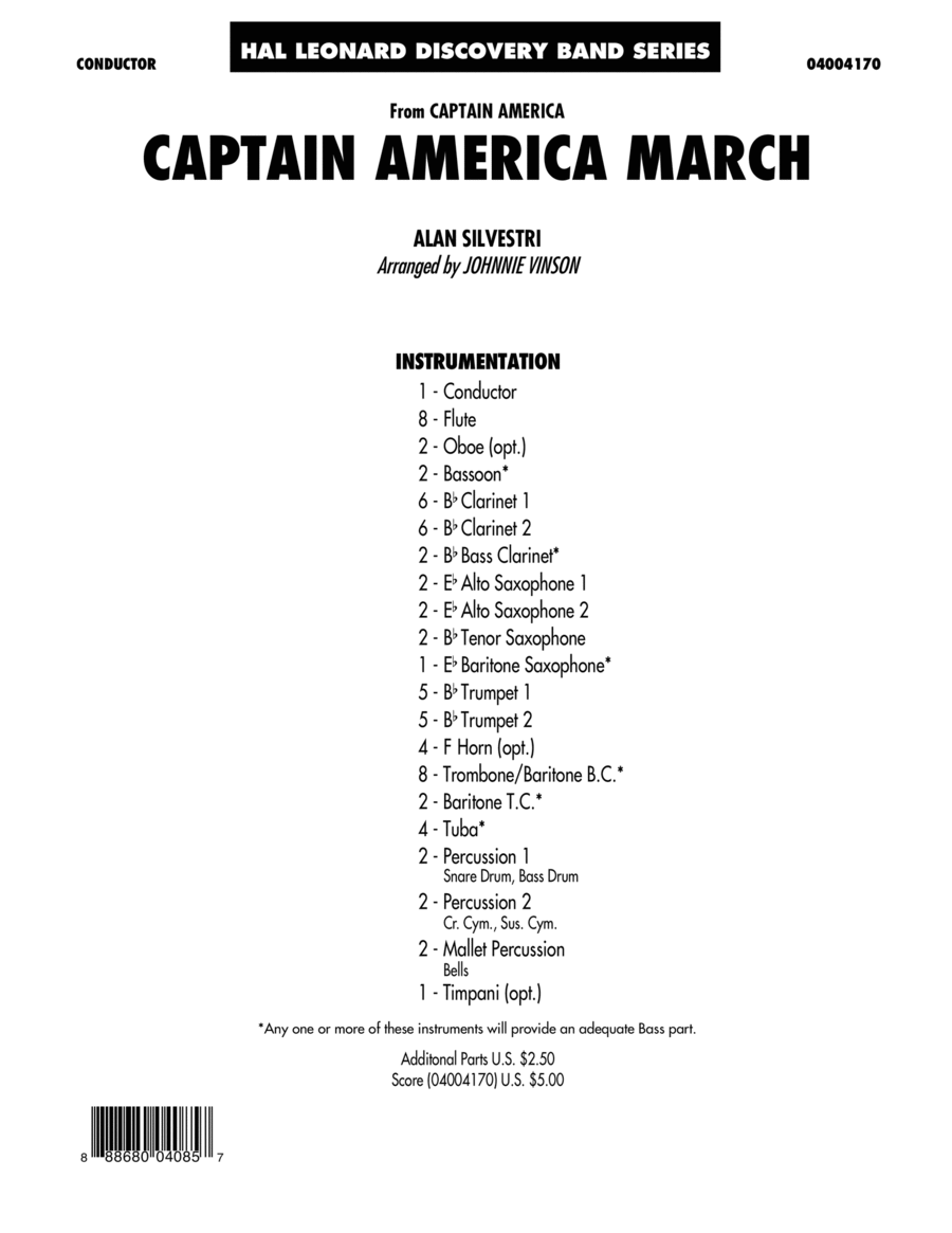 Captain America March - Conductor Score (Full Score) Concert Band scores gallery preview page 1