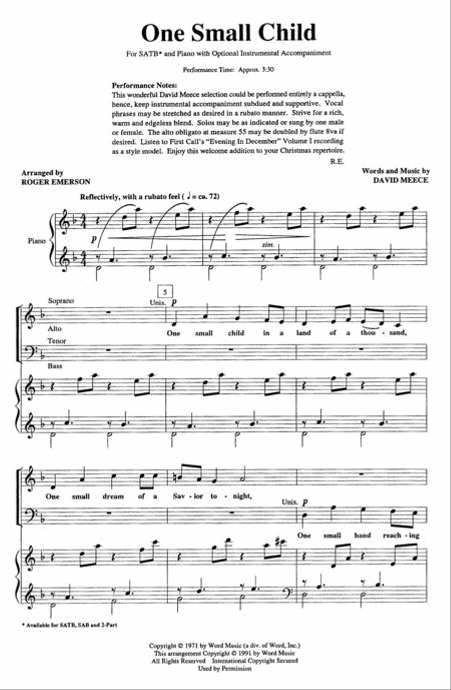 One Small Child One Small Child 4-Part scores gallery preview page 2