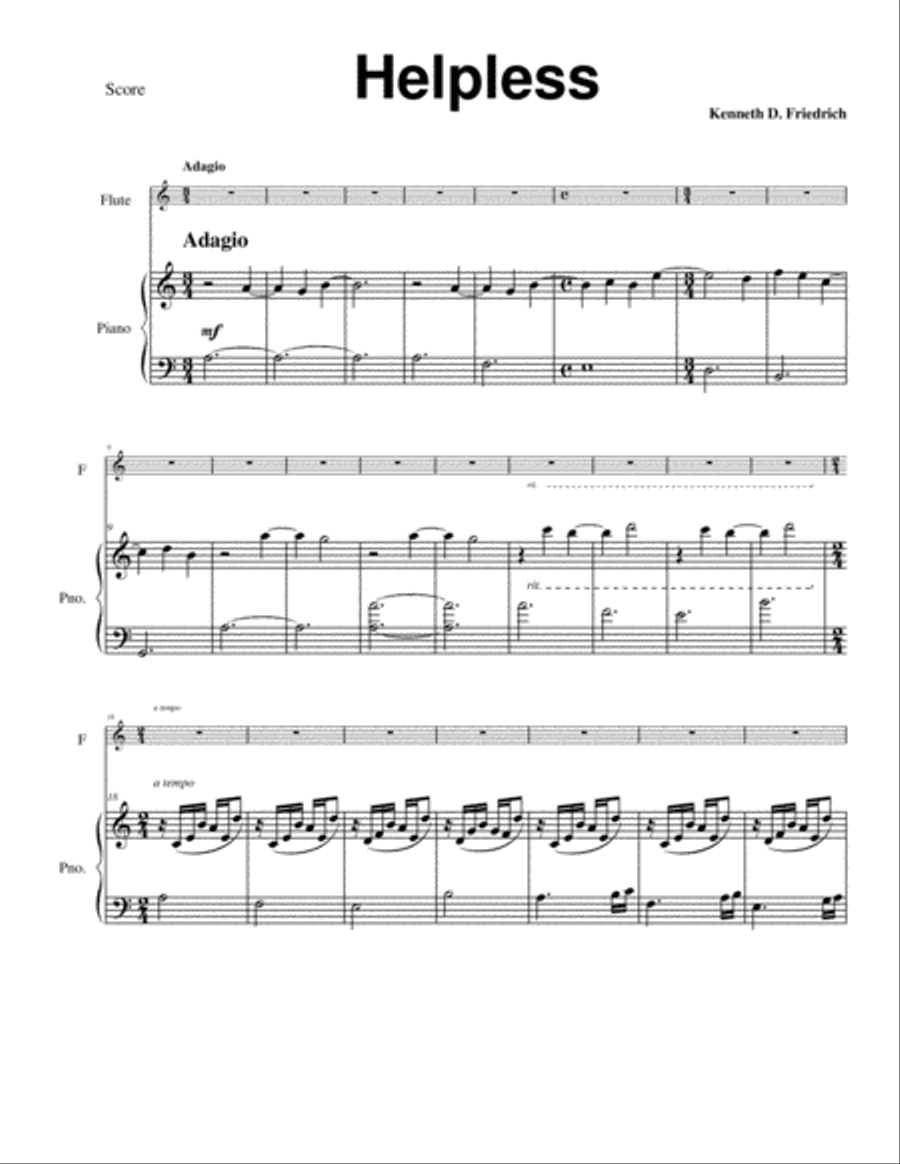 Helpless Flute Solo scores gallery preview page 1