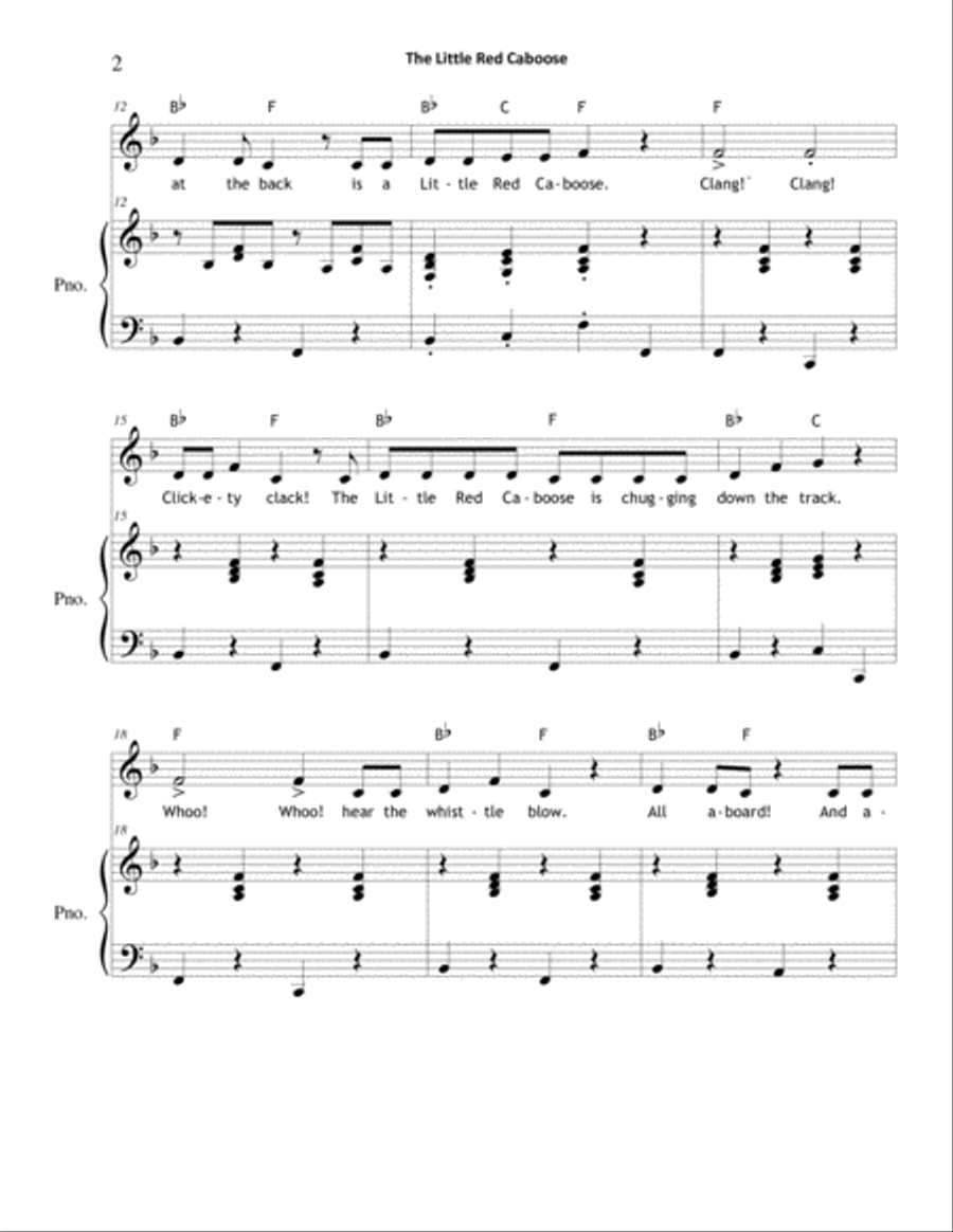 The Little Red Caboose Unison Choir scores gallery preview page 2