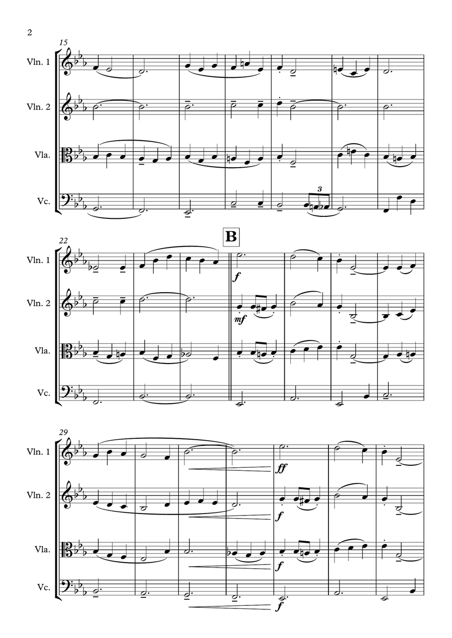 Eton Boating Song String Quartet scores gallery preview page 2