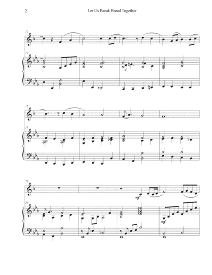 Let Us Break Bread Together (Trumpet-Piano) Trumpet Solo scores gallery preview page 2